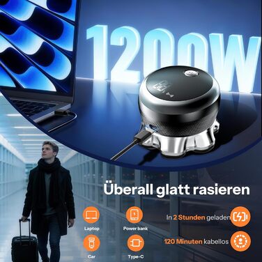 Машинка для гоління голови Yeerain 7D з плаваючими головками, 2 швидкості, акумуляторна, чорна