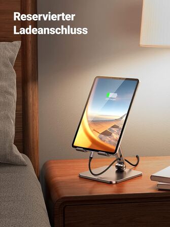 Алюмінієва підставка для планшета UGREEN, регульований тримач для iPad Pro Air Mini, Samsung Galaxy Tab, Redmi Pad, Huawei MatePad та iPhone 16/15 Pro, до 12.9 дюймів (Anthrazit)
