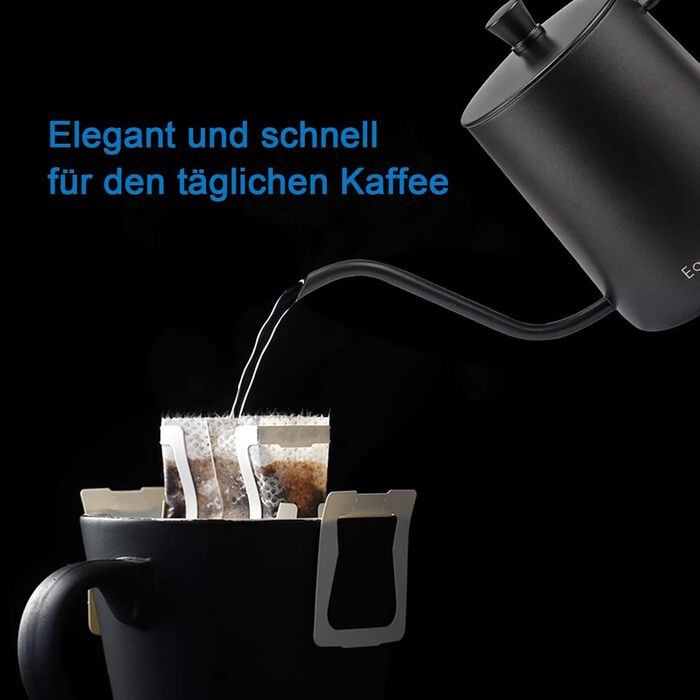 Easyworkz Gooseneck Pour Over Coffee Kettle 600ml, Stainless Steel, Swan Neck, Long Spout, Hand Drip Kettle