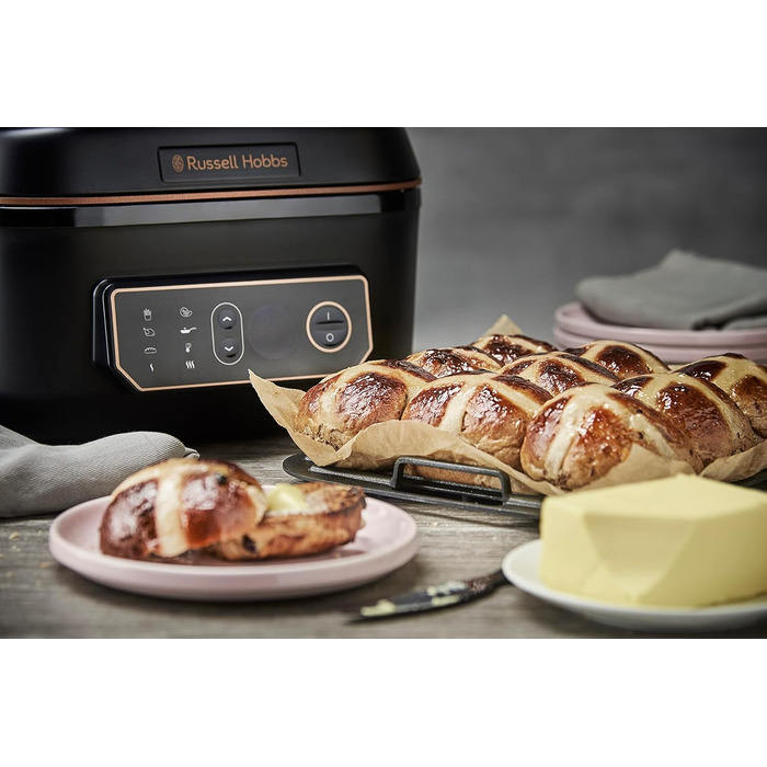 Аерофритюрниця Russell Hobbs SatisFry XL 5,5 л, мультифункціональна, Rapid Air, електрична, гриль, мультикухар, антипригарна, підходить для посудомийної машини, верхнє та нижнє нагрівання, повільне приготування, випічка, модель 26520-56
