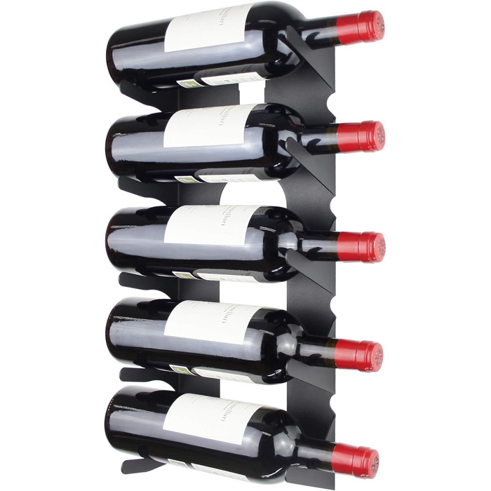 Steel wine rack for all types of wines, with wall mount and decorative trim. (2 x Black)