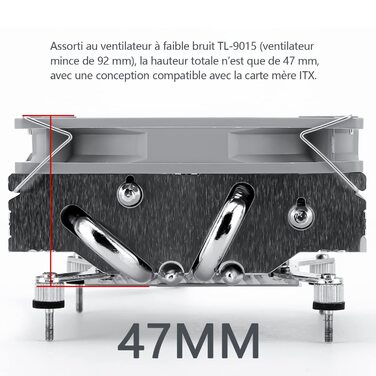 Охолоджувач CPU Thermalright AXP90-X47: низькопрофільний кулер з вентилятором TL-9015 Slim PWM, технологія AGHP, сумісний з AMD AM4/Intel 1700/1150/1151/1155/1156/1200