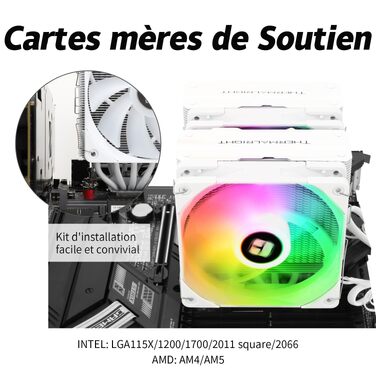 Кулер для процесора Thermalright Peerless Assassin 120 SE White ARGB, 6 теплових трубок, 2 вентилятори 120мм PWM, для AMD AM4/AM5, Intel LGA 1700/1200/115x/2011