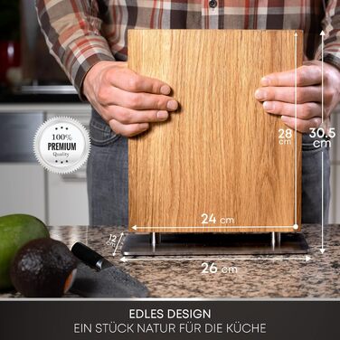 SEMPREZA® Magnetic Knife Block | 4-Sided Magnetic Knife Holder | Knife Block Holder | Knife Storage | Magnetic Knife Block without Knives, Wood Oak