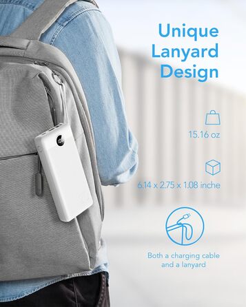 Power Bank VRURC 20000mAh з LED дисплеєм: швидка зарядка 22,5W, USB-C, для iPhone, Huawei, Samsung