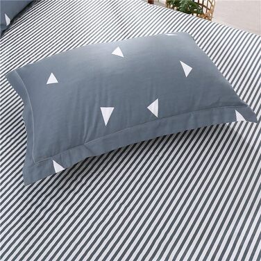 Комплект постільної білизни Uozzi Bedding Queen: 3 шт., блакитний, сірий, трикутник, 800 TC, мікрофібра, блискавка, 4 стрічки, сучасний літній стиль для жінок та чоловіків (Сірий, King Size)