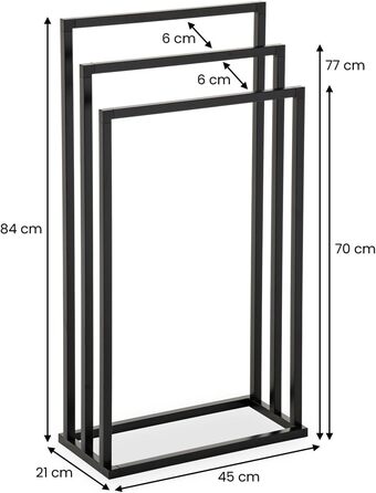 Тримач для рушників KUNO, чорний - підлоговий, металевий, з 3 стійками