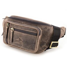 Чоловіча та жіноча поясна сумка Volmer Palma з натуральної шкіри (колір: коричневий, ефект потертостей) | Регульований ремінь до 130 см