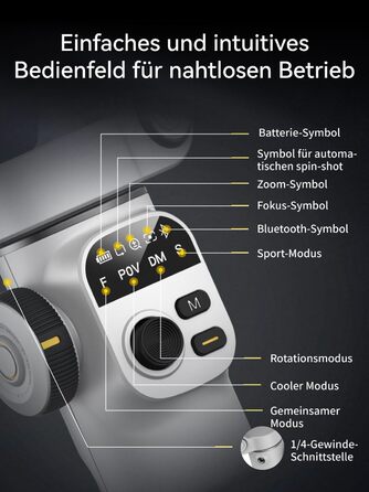 Стабілізатор для iPhone та Android з 3-осьовою стабілізацією та OLED-дисплеєм, 7.8