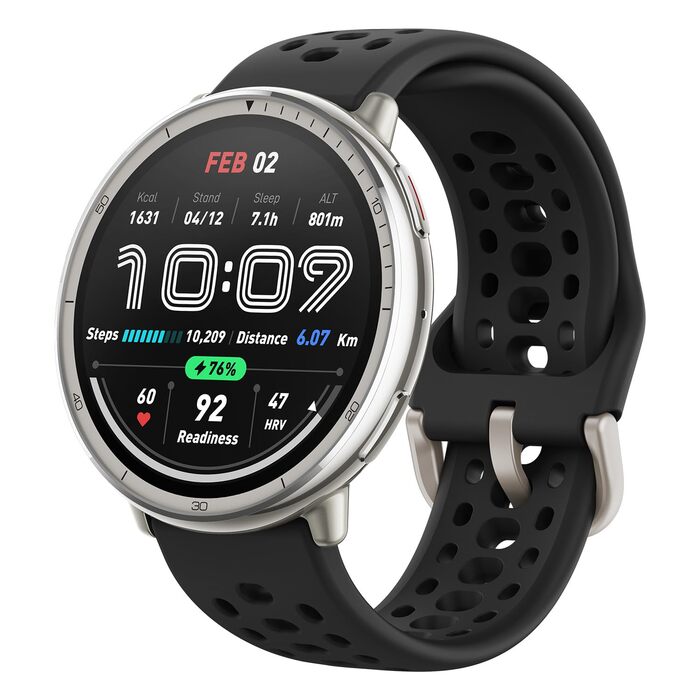 Смарт-годинник Amazfit Active 2 44мм: GPS, фітнес-трекер, 160+ режимів спорту, моніторинг сну, водонепроникний, для Android та iPhone, чорний силікон