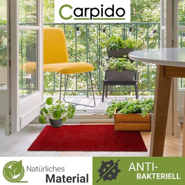 Кокосовий килимок Carpido антиковзкий 60x90 см для вулиці та дому - червоний прямокутний килимок біля входу з кокосового волокна