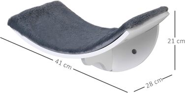 PawHut Cat Bed, Wall-Mounted Cat Bed, Cat Shelf, Wall Mount, Plush Cushion, MDF (white / gray)