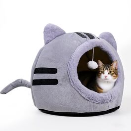 Кішка-будиночок для котів, сірий, 40x40x32 см - зручне ліжко-печеринка для кошенят та дорослих котів