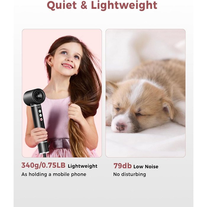 Airstyler 5 в 1: Фен-щітка з іонізацією, 5 насадок, 20 м/с, 110 000 об/хв, легкий (340г), чорний