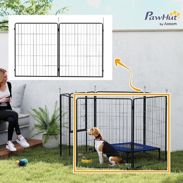 PawHut 2 шт. розширювальні панелі для огорожі для собак, 80 x 80 см, сталевий загін для цуценят та собак середніх розмірів, сірий (80 x 1,5 x 100 см)