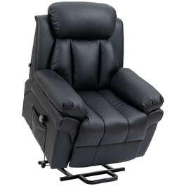 HOMCOM Electric Recliner with Lift Assist, Reclining TV Chair with Remote Control, Faux Leather Black for Comfortable Seating