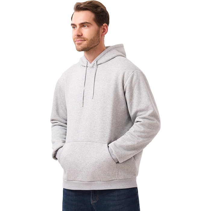 Чоловічий світшот з капюшоном, теплий, сірий (XXL)