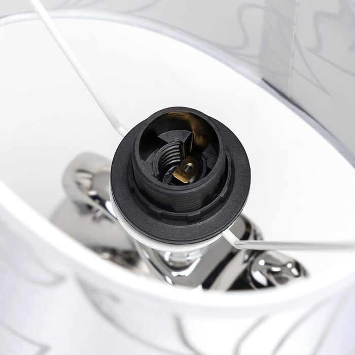 Стійка лампа Aigostar з кераміки, вінтажна настільна лампа з тканинним абажуром, патрон E14, макс. 40W, сучасна лампа для нічного столика, нічник для спальні, вітальні, офісу (без лампочки) - H235mm (Білий лебідь - H310mm)