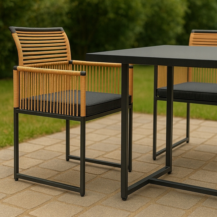 Комплект садових меблів ExitoDesign з металу, чорний, 3 предмети