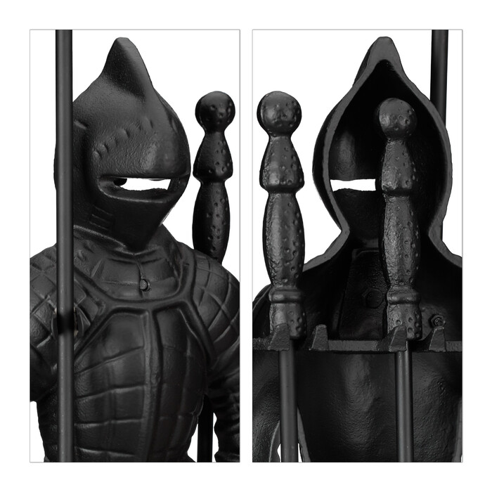 Relaxdays Fireplace Set Knight Cast Iron 4-Piece
