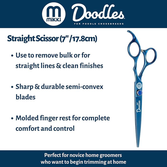 Ножиці для грумінгу собак Mikki Doodle: професійні ножиці для стрижки та формування шерсті, 19 см