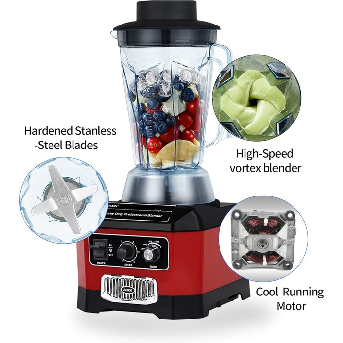 BioloMix Stand Mixer 2200 W SmoothieMixer, Self-Cleaning Function, Built-in Timer, High-Performance Mixer with 2 L BPA-Free Container A8800