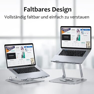 Підставка для ноутбука 360° з алюмінію, регульована висота, ергономічна, сумісна з MacBook/Dell/HP