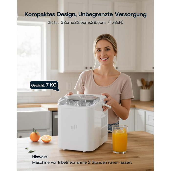 Машина для приготування льоду Upstreman BI12, біла: швидке охолодження, автоматичне очищення, для дому, офісу